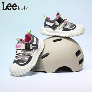 LEE KIDS童鞋秋季儿童跑步鞋男大童时尚透气休闲鞋防滑运动鞋女童 灰紫 33 【脚长207mm】