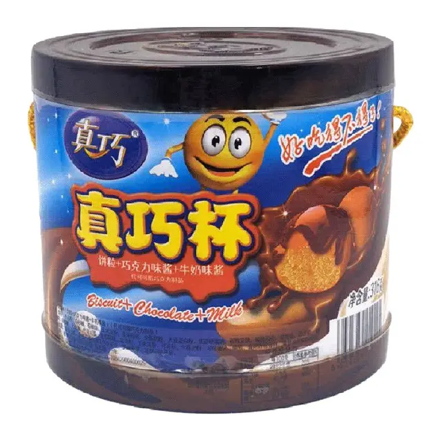 真巧杯夹心饼干饼粒巧克力酱牛奶味酱星球形大杯休闲零食小吃 148g爆浆旋风筒*1+316g真巧杯*1