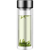 富光 玻璃杯带茶隔水杯便携直身双层防烫杯子泡茶杯子商务男士办公杯