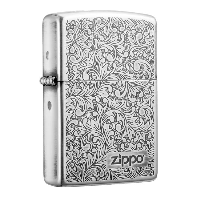 移动端、京东百亿补贴：ZIPPO 唐草系列 ZBT-2-23 打火机 白银色