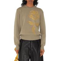 BURBERRY 【烫金花朵】女式潮流经典前卫含绵羊毛长袖圆领套头针织衫