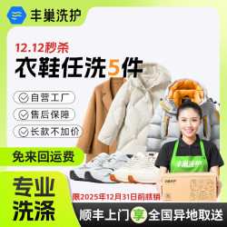 丰巢到家 洗衣洗鞋服务 丰巢洗衣洗羽绒服/洗衣服上门取件 衣鞋*任洗5件 预约今日上门