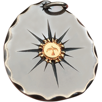 凡丘珠宝 Goro's高桥吾郎银饼吊坠套链 925银16射线项链复古做旧潮流机车余文乐同款项坠套装 配3.5链子「铜」银款