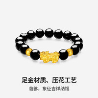周六福(ZLF)圣诞礼物 黄金转运珠男款纳福貔貅足金串珠黑玛瑙手串 定价 3.25g