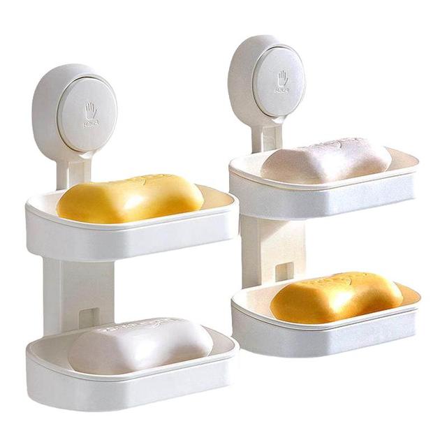 太力 家用肥皂盒吸盘壁挂式双层沥水卫生间收纳免打孔香皂盒置物架