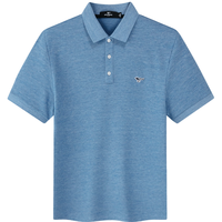 七匹狼短袖T恤男士夏季时尚休闲通勤花纱华夫格翻领POLO舒适透气男装 185/100A/XXXL 112(中蓝)