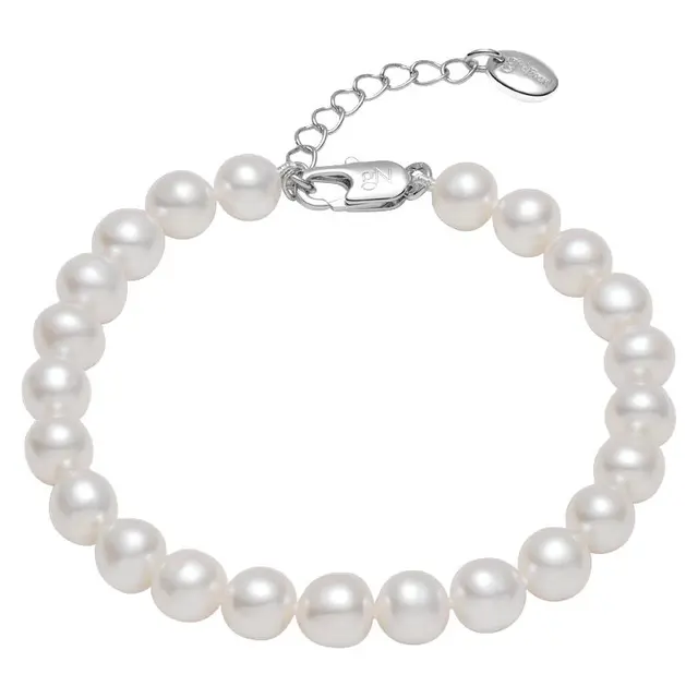 京润珍珠 gN pearl珍珠手链云华天然手链近圆形松紧绳手串生日礼物 【近圆形】5.3-6.3mm