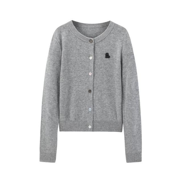 乐町 女士针织外套 小logo线开衫