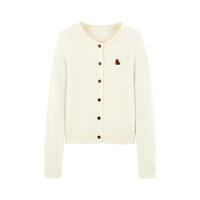 乐町 小logo线开衫春季圆领修身针织外套女