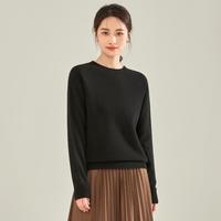 春竹 SPRING BAMBOO100纯羊毛厚款针织纯色套头通勤逛街防风打底圆领女羊毛衫毛衣
