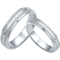 周六福（ZLF）圣诞礼物  PT950铂金戒指男女款白金情侣对戒钉砂亮面婚戒甜爱 20号-4.18g