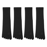 棉竹屋五指袜男士纯棉秋冬款抗菌防臭吸汗透气无骨秋冬季长袜分趾中筒袜 4黑色 均码(39-45.5)