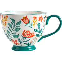 京东京造 美式秘密花园系列早餐杯400毫升马克陶瓷杯办公咖啡杯麦片杯子