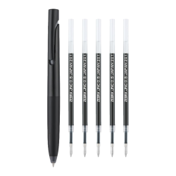 斑马牌 JJZ66速干中性笔低重心减振笔按动式blen签字笔0.5mm 黑杆黑芯 5支