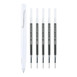 斑马牌 JJZ66 按动中性笔 0.5mm 白杆黑芯+5支黑芯