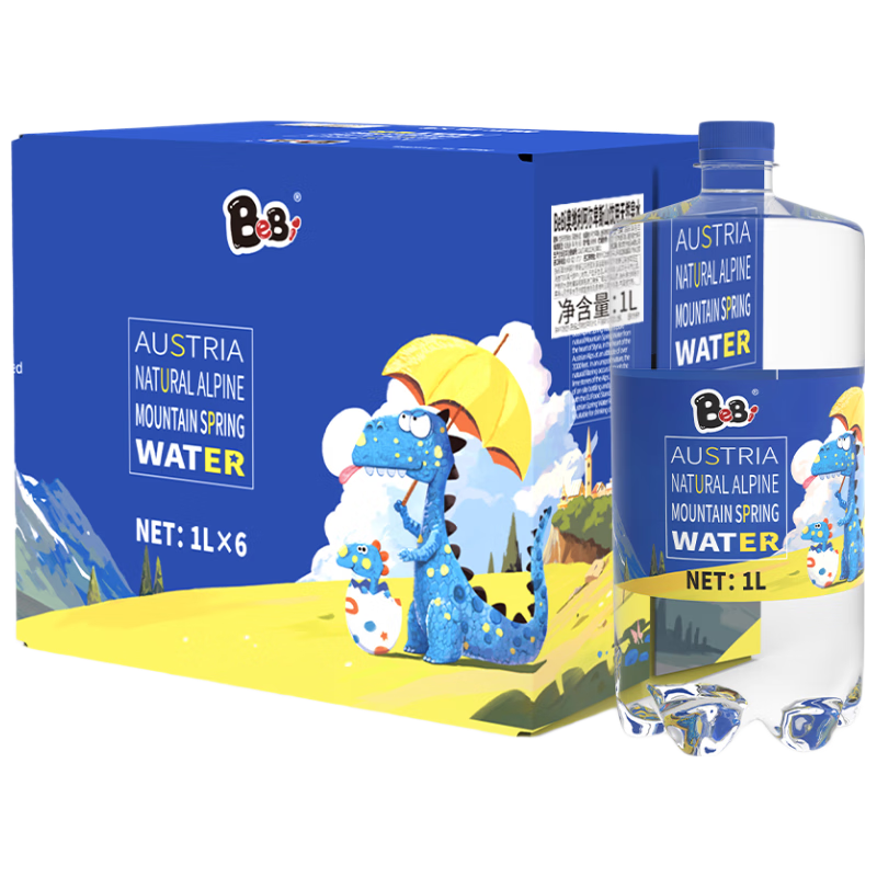BeBi 奥地利弱碱天然山泉水 1L*6瓶