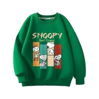 SNOOPY 史努比 男童加绒卫衣秋冬款2023大童装长袖上衣儿童秋装打底衫