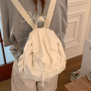 斐月伽 双肩包女小背包ins风百搭旅行双肩包休闲包泡芙感上班通勤双肩包 白色