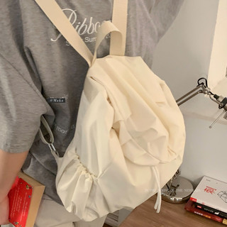 斐月伽 双肩包女小背包ins风百搭旅行双肩包休闲包泡芙感上班通勤双肩包 白色