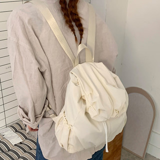 斐月伽 双肩包女小背包ins风百搭旅行双肩包休闲包泡芙感上班通勤双肩包 白色