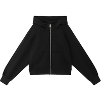 美特斯邦威[商场同款]开衫女25年秋冬新款连帽拉链卫衣开衫 黑色