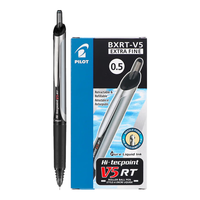 百乐（PILOT）彩色中性笔开拓王按动式V5水笔0.5黑色用针管考试签字笔BXRT-V5 黑色12支装 0.5mm