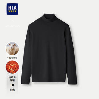 海澜之家（HLA）羊毛衫男25纯羊毛保暖纯色毛衣男秋季 黑色72 M 170/88A 125~136斤