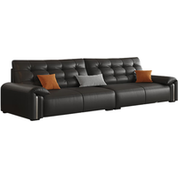 中派意式极简大黑熊真皮沙发 现代简约大小户型客厅黑色沙发奶油 2.2米直排三人位 标准版【桉木+纳帕真皮】