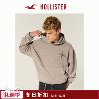 HOLLISTER【复古水洗】25秋冬保暖抓绒连帽卫衣男女装322-5163 棕色