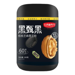 五谷新势力 黑甄黑芝麻糊核桃黑豆粉五黑粉营养早餐代餐冲饮饱腹减肥减脂即食 核桃芝麻黑豆粉600g*2罐