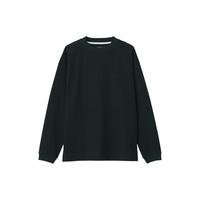 無印良品 MUJI/  男式 粗棉线 天竺织 口袋长袖T恤 卫衣套头 黑色 2S XS