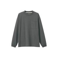 無印良品 MUJI 無印良品 MUJI 男式 粗棉线 天竺织 口袋长袖T恤 卫衣套头 深灰色 2S L