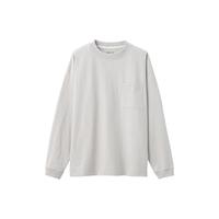 無印良品 MUJI/  男式 粗棉线 天竺织 口袋长袖T恤 卫衣套头 浅灰色 2S M