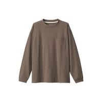 無印良品 MUJI 無印良品 MUJI 男式 粗棉线 天竺织 口袋长袖T恤 卫衣套头 深咖啡色 2A XXL