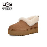 UGG 秋季女士舒适茸毛鞋领厚底休闲懒人毛毛鞋 1166733 CHE | 栗色 40