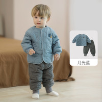 巴厘小猪儿童棉服套装男童校服内搭秋冬季女童打底家居服睡衣宝宝棉袄 月光蓝 90