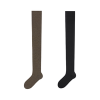 棉竹屋防下滑瘦腿大腿袜护膝高筒棉袜24年冬季过膝袜女长筒袜2双 1咖色1黑色