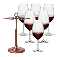 肖特圣维莎(SCHOTT ZWIESEL) 德国 无铅水晶红酒杯高脚杯 葡萄酒杯 鸿图套装醒酒器 川三杯架1+波尔多杯 633ml 6只