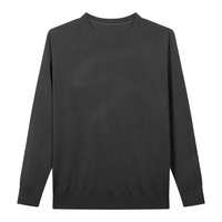 才子 TRIES男士打底衫线衣秋冬毛衣纯色羊毛保暖蚕丝亲柔圆领百搭针织衫上衣 黑灰色 L /48(170/88A)