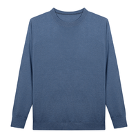 才子 TRIES男士打底衫线衣秋冬毛衣纯色羊毛保暖蚕丝亲柔圆领百搭针织衫上衣 蓝色 XL /50(175/92A)