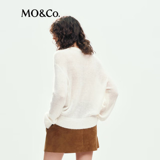 MO&Co.针织衫2025冬含安哥拉山羊毛绣花轻暖微透落肩罩衫MBE4SWT007 米白色 M /165