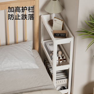 京东京造厨房置物架 落地收纳柜调料餐边碗橱柜储物蔬菜小推车 白色 3层 【带滑轮】三层 44*18*71cm