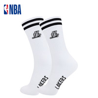 NBA 袜子运动休闲袜男子时尚潮流运动袜长筒高筒白袜羽毛球袜 3双