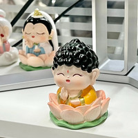 木易 财神爷摆件工位小摆件可爱桌面汽车载装饰办公室送姐妹入职 好运莲莲