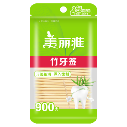 美丽雅 一次性竹牙签350支装 双头使用清洁牙缝剔牙棒 家用水果签