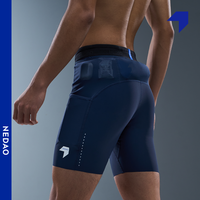 内道灵动力四分紧身裤后腰口袋马拉松跑步男春夏平纹弹力短裤
