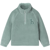HAZZYS 哈吉斯 品牌童装男女童卫衣冬蓬松仿羊羔绒防风保暖套头卫衣 天青色 155