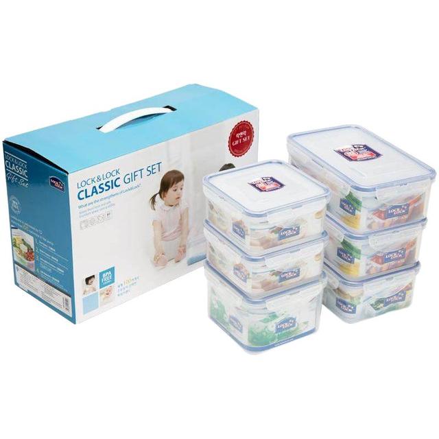 LOCK&LOCK 塑料保鲜盒套装密封盒食品级水果饭盒收纳盒便当盒打包盒