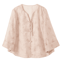 三彩 2025夏季新中式外套盘扣七分袖开衫C