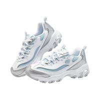 斯凯奇（Skechers）2024女款复古老爹鞋多质感丰富150246 银白色/WSLB 38.5